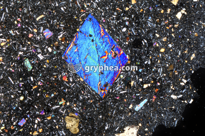 Basalte à olivine et pyroxène LPA x10 - gryphea.com